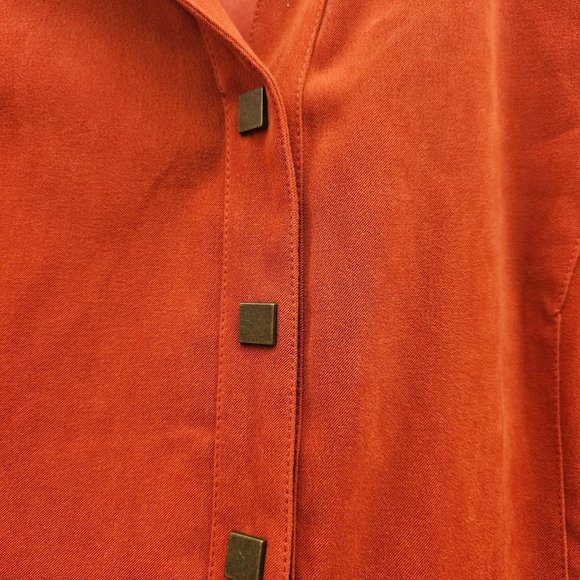 Penningtons Burnt Orange Snap Button Front Closure Long Sleeve Collared Shirt - Picture 7 of 12